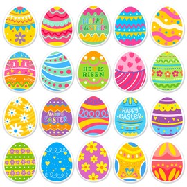 JarThenaAMCS 2 Sheet Easter Thick Gel Clings Colorful Eggs Window Gel Decals for Spring Home Classroom Nursery Hip Hop Egg Party Supplies
