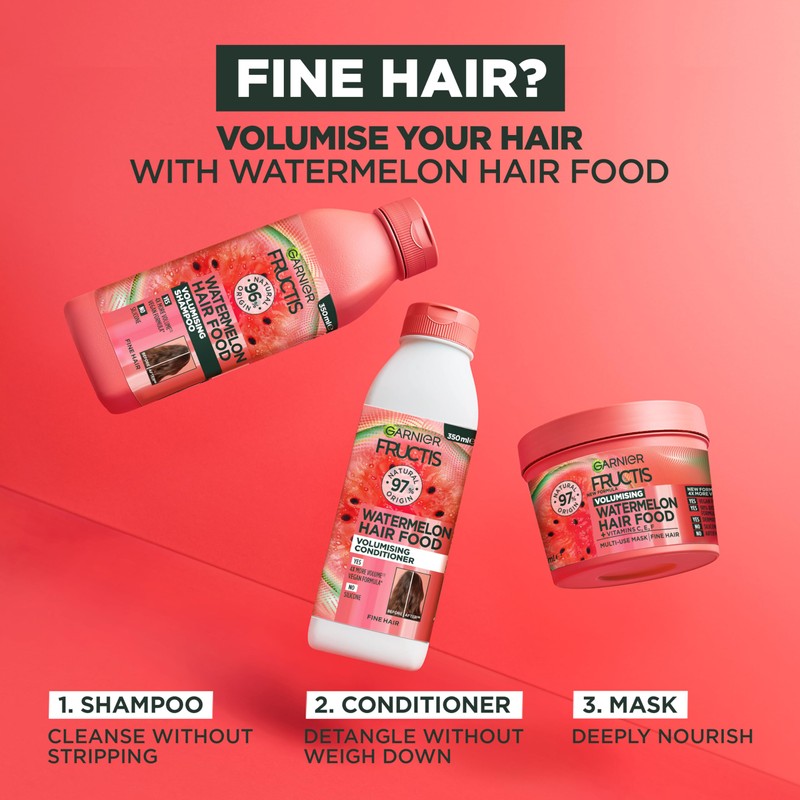 Garnier Fructis, 3-in-1 Hair Mask, Plumping & Hydrating, Hair Food