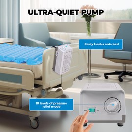 Careboda Alternating Air Pressure Mattress Pad, Bed Sore Prevention Solution, Mattress Topper with 10-Level Pump, Waterproof Pressure Relief Ulcer Cushion Pad for Bed Sores for Hospital and Home