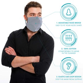 MASHELE 2 Pk Cotton Face Cover for Bearded Men XL Gray (Sold as Set) (2, X-Large Grey)