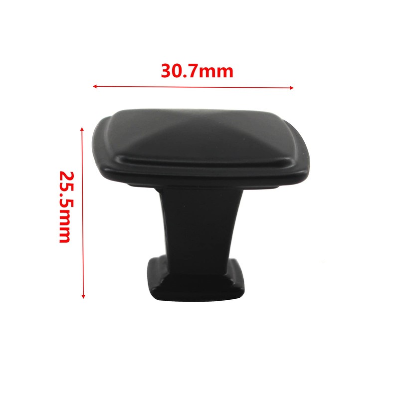 Zerniple Solid Aluminum Alloy Square Single Hole Knob Black Handle