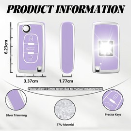 TOOMUME Key Cover TPU Car Key Case Fits Peugeot 206 207 307 308 407 2008 3008 4007 5008 Citroen C1 C2 C3 C4 Picasso Berlingo, Key Cover Protection Key Case - Flip Key