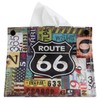 Emartbuy PU Leather Printed Portable Folding Tissue Box Cover Rectangle