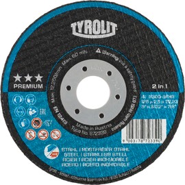 Tyrolit 872338" Premium A30Q-BFXA Straight Cut-Off Wheel, White/Blue, 125 x 2.5 mm