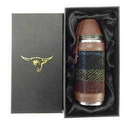 Glen Appin of Scotland Harris Tweed Hunting Flask-Rust Check HF3500-COL59