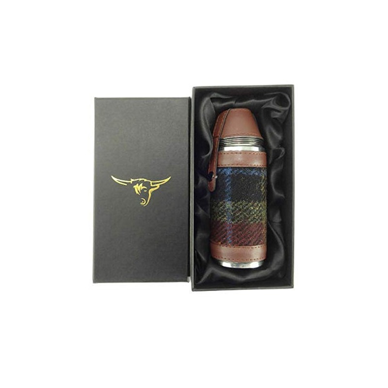 Glen Appin of Scotland Harris Tweed Hunting Flask-Rust Check HF3500-COL59