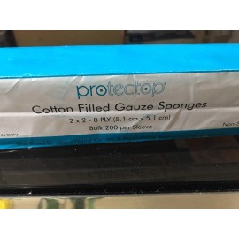 protectop cotton filled gauze sponges 2x2 8ply (5.1cmx5.1cm) 200 Per Pack