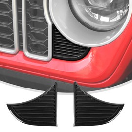 Linskip Grille Vent Covers Compatible with 2024 Jeep Wrangler JL 4XE & Gladiator JT Sport Rubicon Sahara Willys Mojave, Grill Inserts Textured Slot Decals, Exterior Accessories(black)