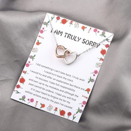 WSNANG Apology Gifts I'm Sorry Gifts for Her Interlocking Heart Necklace Forgiveness Gift Apologize Gift for Wife, Girlfriend, Soulmate (CA Sorry caused C-NL)