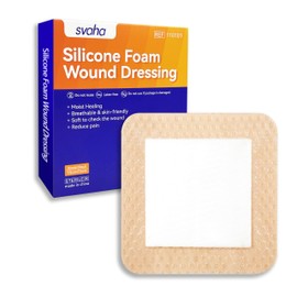Silicone Foam Dressing with Border Adhesive, Sterile Bandages for Wound, Wound Care Dressing, Large Waterproof Bandages, Self Adhesive Wound Care and Dressings (3 × 3 in (Pack of 5))