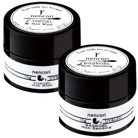 nencori Gel Nail Non-Sanding Base Gel, Made in Japan, 0.3 oz (10 g) Nail Cosmetics (Nude, Non-Sanding & Non-Wiping 2 Pieces Set)