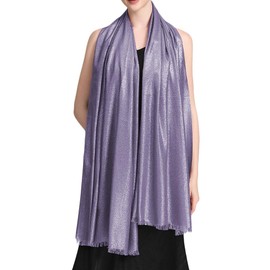 Glory Max Sparkling Glitter Metallic Large Pashmina Shawl Wrap Scarf for Party Bridal Wedding Dresses (Purple)