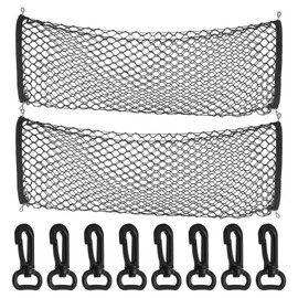 HARFINGTON 2pcs Car Rear Cargo Net 51.18" x 17.7" Adjustable Trunk Cargo Storage Net Elastic Storage Organizer Mesh Nets Automotive Cargo Netting with Hooks for Universal Cars Trucks SUV