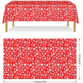 Fivebop Paquete de 10 manteles de plástico desechables de copo de nieve rojo de 54 x 108 pulgadas, decoración de mesas rectangulares para banquetes de día festivo, suministros de fiesta (10 unidades, ciervo)
