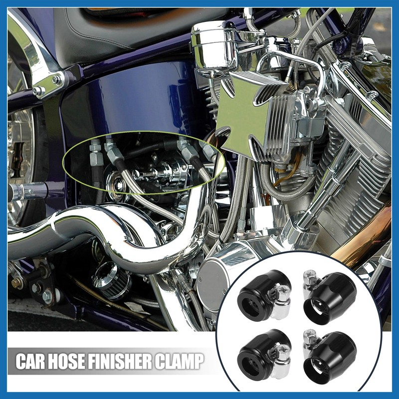 A ABSOPRO 4pcs AN4 Hex Black Car Hose Finisher Clamp