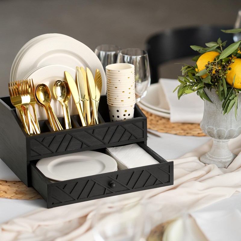 Marsui Paper Plate Dispenser, Paper Plate Holder for Kitchen Counter