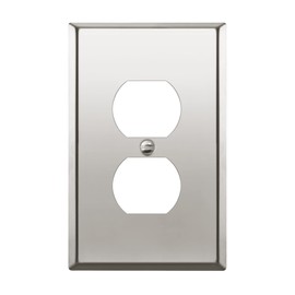 LIDER Duplex Receptacle Metal Wall Plate, Stainless Steel Outlet Cover, Corrosion Resistant, Mid-Size 1-Gang 4.88" x 3.11", 201 Stainless Steel, LMWP-21M-PC, Polished Chrome