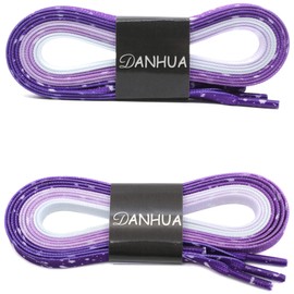 DANHUA Gradient Sneakers Flat Shoelaces: 2 Pair Purple Athletic Printed Shoe Laces 55 inch