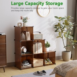 C&AHOME Cube Storage Organizer, 6-Cube Shelves Units, Closet Cabinet, DIY Plastic Modular Book Shelf, Ideal for Bedroom, Living Room, Office, 36.6" L x 12.4" W x 36.6" H Cocoa UPCS06C