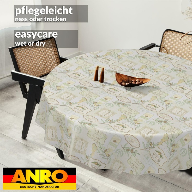 ANRO Oilcloth Tablecloth Wax Tablecloth Washable Garden Tablecloth Round Oval
