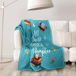 Calibron Book Lovers Gifts, Birthday Gifts for Women Men Book Lover Throw Blanket, Book Club Gifts for Women, Just One More Chapter Librarian Gifts for Teacher 60" x50 (Green)