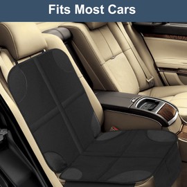 Protector de Asiento de Coche para Niños, Protector de Asiento de Coche de Tela Oxford 600D Impermeable con Respaldo Antideslizante y Bolsillos de Almacenamiento de Malla, (Línea negro)