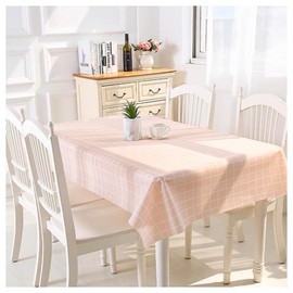 137 * 180cm Pink Plaid Table Covers Checkered PVC Tablecloth Waterproof Rectangular Table Cover for Kitchen Dinner Picnic Party, 2Pcs