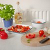 1x Green 24.5cm x 24.5cm White Square Enamel Baking Tray
