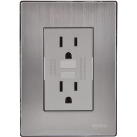 iGoto INOX1024 Placa con contacto dúplex falla tierra Plata