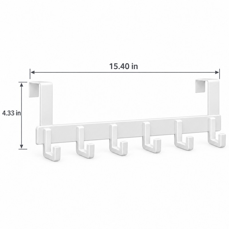 White Hooks Over The Door 6 Hooks Clothes Coat Hat