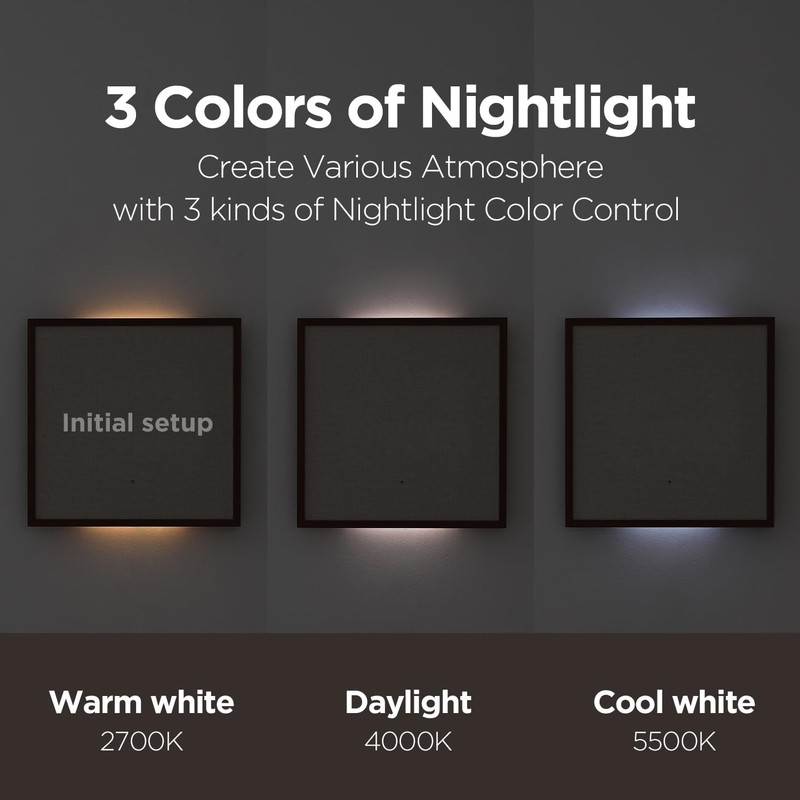mooas Wooden Frame LED Silent Wall Clock with Remote, Backlit