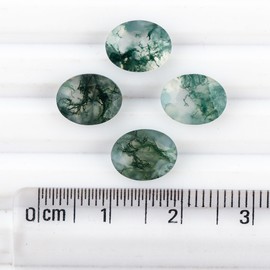 4 Pcs,9x7 MM, AURA GEMS Natural Moss Agate, Brilliant Cut, Oval Shape, Pendant Necklace Jewelry Making Supply, Chakra Energy Healing Gemstone, Real Crystal, Birthstone, Wholesale deal