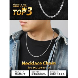 ChainsHouse Men's Necklace, Stainless Steel, Rope Chain, Hypoallergenic, Leave on, Women's Accessory, Stainless Steel