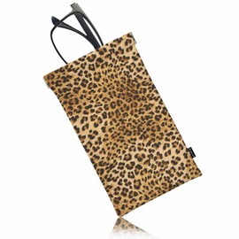 Beabes Leopard Leather Eyeglass Case Animal Cheetah Skin Tiger Leopard Print Cute Glasses Case Sunglasses Organizer Glasses Bag For Sunglass, Eyeglasses, Reading Glasses Brown