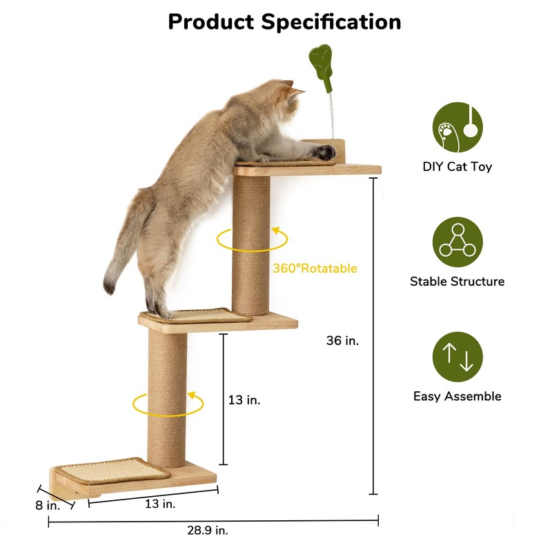 FUKUMARU Cat Wall Shelves, 3 in 1 Transformable Cats Scratching