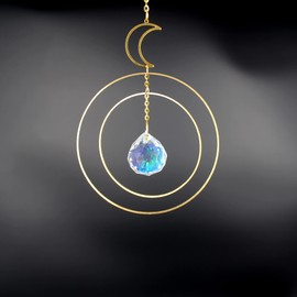 TENGFENG Sparkling Crystal Star Moon Window Entrance Decoration, Lucky Pendant, Popular Quartz Glass Sun Catcher Kit, for Love, Feng Shui, Hanging Window/Entrance/Car Decoration