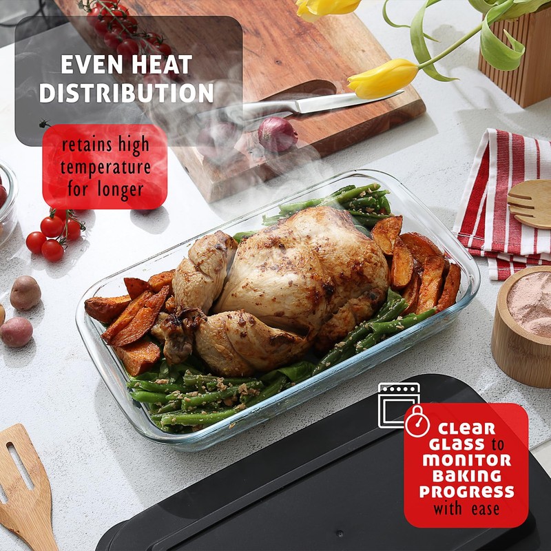 Eatex 8-Pack Glass Food Storage Containers with Lids, Baking Pans