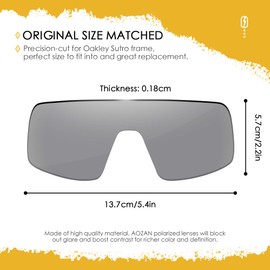 AOZAN ANSI Z87.1 Replacement Lenses Compatible with Oakley Sutro OO9406 Sunglasses, Size One Size, Gainsboro Polarised, Gainsboro Polarised