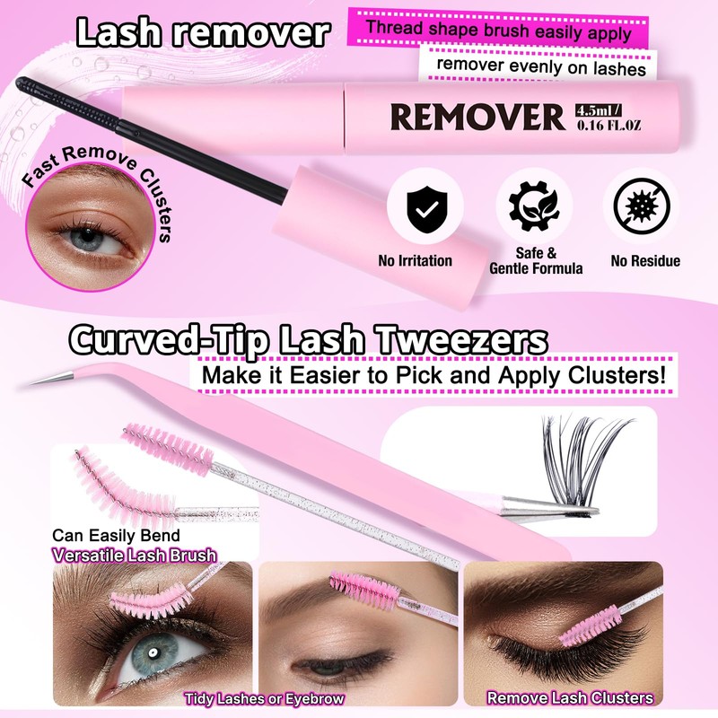 Yawamica Lash Clusters Kit 320pcs Eyelash Clusters D Curly 9-16mm