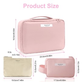 Aucuu Cosmetic Bag, Waterproof Makeup Bag, Travel Makeup Bag, Portable Makeup Bag, Cosmetic Bag Organiser for Women and Girls, #2 Pink, cute