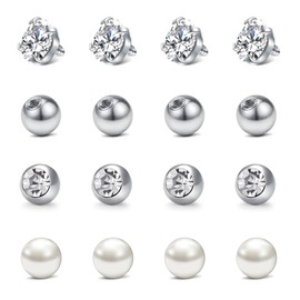 QWALIT Septum Ring Balls Septum Balls 16g Piercing Balls 16 Gauge Balls for Piercings Replacement 16g Industrial Piercing Balls Rook Earring Screw Balls 16g Labret Lip Studs Top Balls Peals