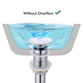 KES Bathroom Sink Drain Pop Up Drain Without Overflow Vessel Sink Vanity Stopper Polished Chrome, All Metal Rustproof Brass and 304 Stainless Steel, S2008D-CH