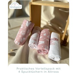 Kindsgard Handklad Molleton Burp Cloths Pack of 4 High-Quality 100% Cotton 76 x 76 cm Dusky Pink