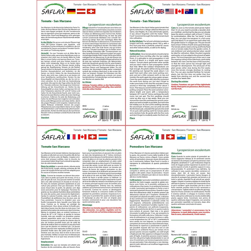 SAFLAX - Tomato - San Marzano - 10 Seeds -
