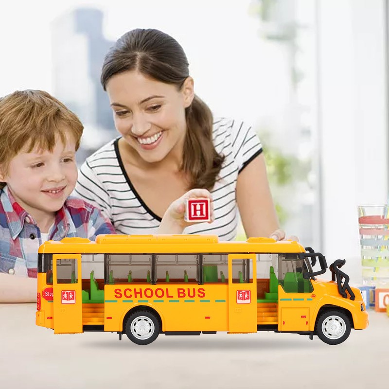 School Bus Model Yellow Die Casting Alloy Openable Door Realistic