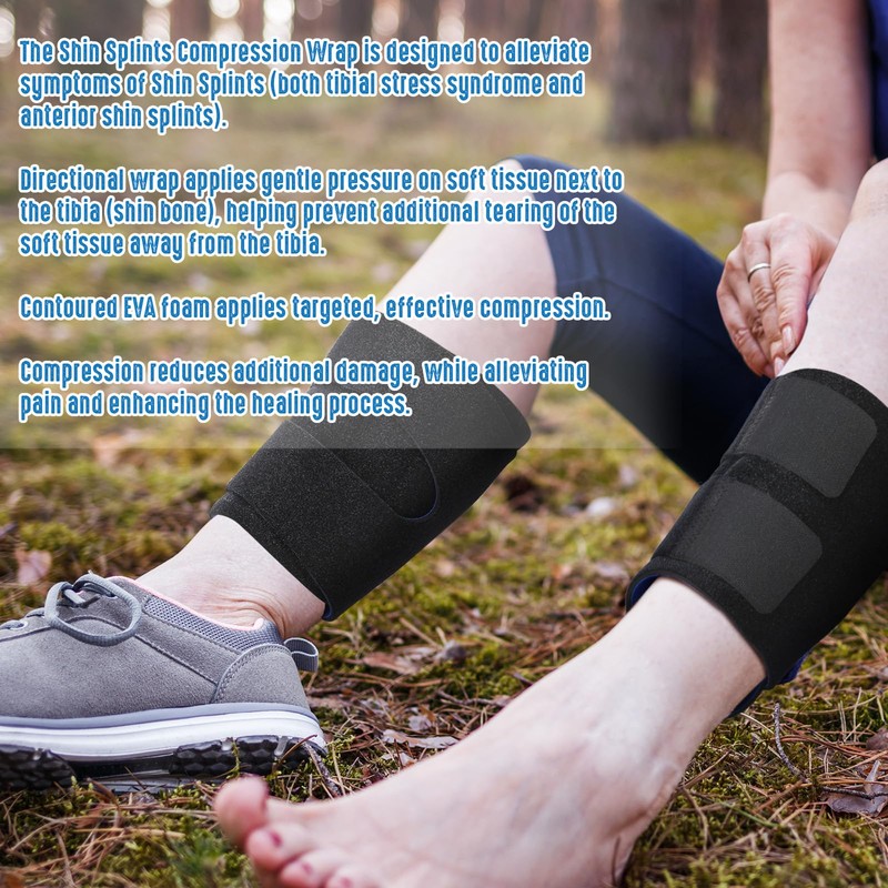Threlaco 2 Pcs Shin Splint Compression Wrap Adjustable Shin Splints