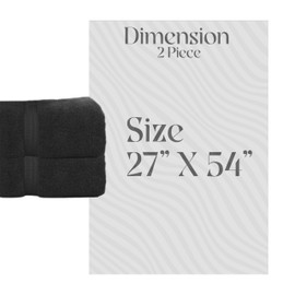 Home Weavers Elegance Essentials 550GSM 100% Cotton Zero Twist Quick Dry Bath Towel (2 Pcs) - 27"x54", Black