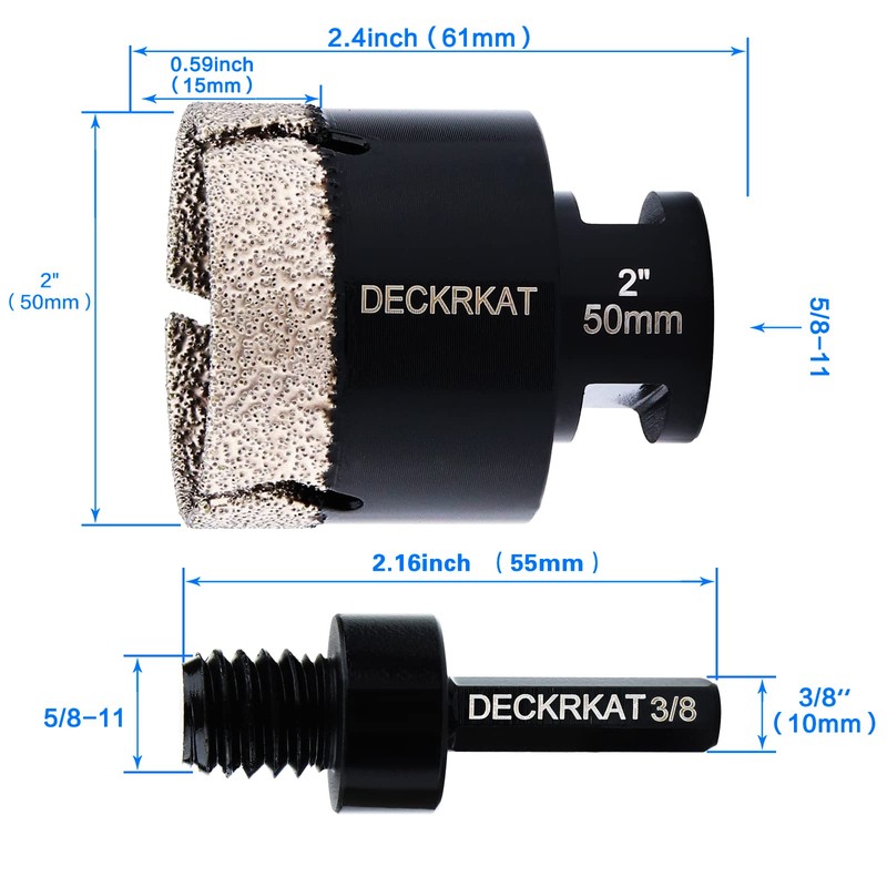 Diamond Hole Saw, 2" Hole Saw for Tiles Granite Marble