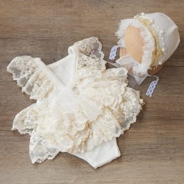 Zeroest Newborn Girl Photoshoot Outfits Lace Romper Infant Photo Prop Baby Photography Outfits New Born Picture Assecories (FloralWhite)