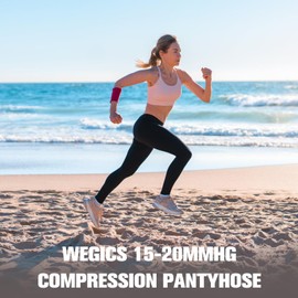 WEGITCS 2 Pairs 15-20 mmHg Compression Pantyhose, Footless Compression Stockings for Women, Waist High Opaque Compression Tights for Varicose Veins, Swelling, Doctor, Teacher(Black, L)